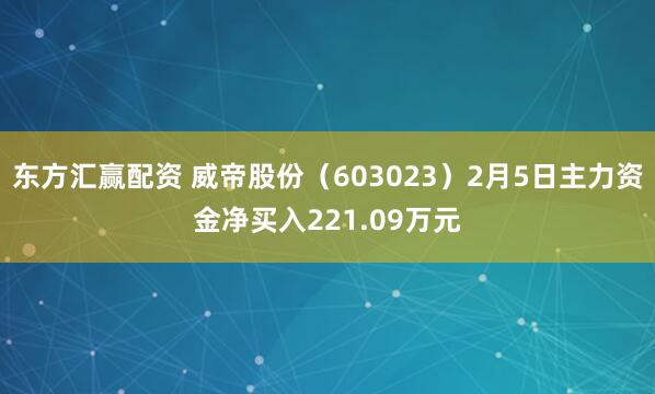 东方汇赢配资 威帝股份（603023）2月5日主力资金净买入221.09万元
